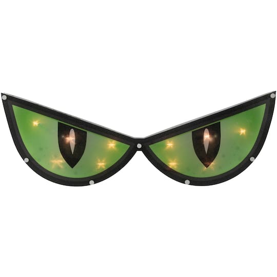 20&#x22; Lighted Green Eyes Halloween Window Silhouette Decoration